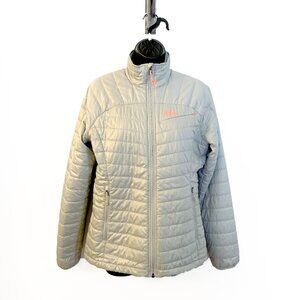 REI Women's Puffer Jacket in Light Grey / Bright Green - Size Medium